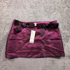 Urban Outfitters Sparkly Purple Pink Mini Skirt Bow Ties NWT Womens S Retro Y2K